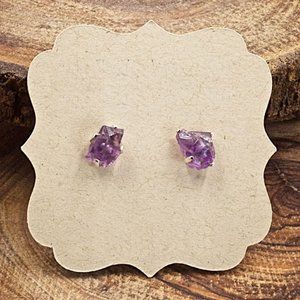 Amethyst and Sterling Silver Crystal Stud Earrings - Choose the pair you want